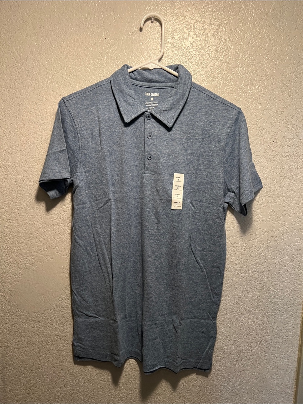 True Classic Heather Blue Short-Sleeve Polo